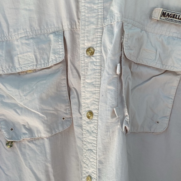 Magellan Size L Fishing Shirt Casual Button Down Relaxed Fit Tan Beige Pockets - Picture 4 of 10
